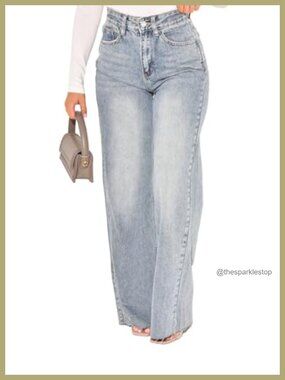 Curvy Stretch Wide Leg High Waist Tummy Control Jeans